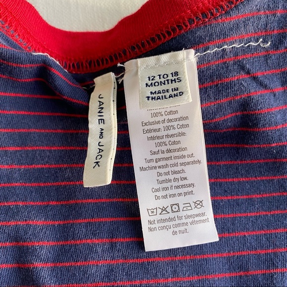 Janie And Jack Reversible Long Sleeve Reindeer And Striped Shirt 12/18M - Picture 8 of 8